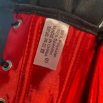 None Ruby Red Steel Bonded Satin Ribbon Overbust Ruffle Waist Trainer Corset … Photo 13