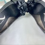 Nina  Satin Ruffle Peep Toe Heels Black 8.5 Photo 3