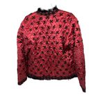 Mirasol Red and black Embroidered Stitched Jacket Faux fur trim Size M Size M Photo 5