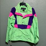 Vintage Neon Green Ski Jacket Colorblock Pullover Windbreaker Ski Jacket Unisex Size L Photo 1