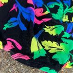 Vintage 80s Mainstream neon floral leaf one piece swimsuit Black Size M Photo 5