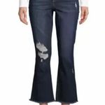 No Boundaries  Junior's High Rise Cropped Flare Wash Blue Distressed Size 13 Photo 3