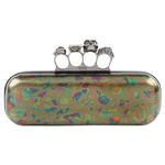 Alexander McQueen $3200 Metallic Oil Slick Leather Knuckle Ring Duster Clutch Photo 0
