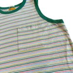 Mother Strong and Silent Type Pocket Tank Top Shirt Green Multi Stripe Sz Large Photo 3
