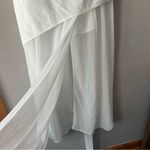Sunfere White Florence Asymmetrical Chiffon Maxi Dress with Scarf Size Large Photo 5