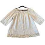 Saks 5th Avenue  100% linen blouse with crochet trim large Photo 8