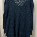 Free People  Navy Long Sleeve Lace Top Photo 0