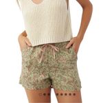 O'Neill Viscose Fran Green Floral Print Drawstring Waist 4 Pocket Shorts Womens L Photo 2