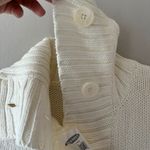 Old Navy Sz S Oversized Funnel Neck Rib Knit Cream Sweater Coat Pockets Photo 4