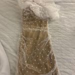 Dressmezee Fluffy one shoulder nude polka dot dress  Photo 1