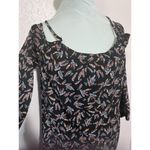 THML Dress Sz M Western Feather Open Shoulders Knee Length Embroidered Hem Strap Photo 2