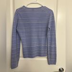 TSE Blue Striped 100% Cotton Button V-Neck Lightweight Sweater Top S Photo 3