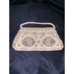 white gold beaded floral‎ bag 7"x4" Photo 1