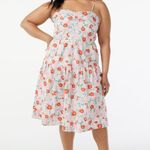 2. Free Assembly Pink & GreenFloral Tiered Midi Dress with Tie Back Size X Photo 0