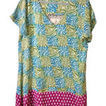 Tolani  100% Silk‎ Mixed Print V Neck Dress Green Blue Size Small Photo 0