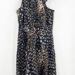 Trina Turk Dress Size 0 100% Silk Animal Print Halter Tie Bow Neck Cocktail Photo 0