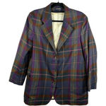 Vintage Country Shop Plaid Purple Green Blazer Women’s Size 12 Button Up Photo 0