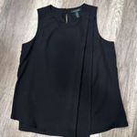 Ralph Lauren NWT  Black Sleeveless Split Pleated Blouse‎ Medium Corporate Goth Photo 0