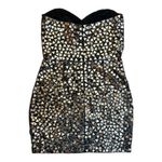 Parker  Strapless Triangle Sequin Mirror Beaded Mini Dress Black Size Medium Photo 2