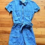 Madewell  Denim Romper Coverall Medium Wash Belted Zipper size Medium Photo 1