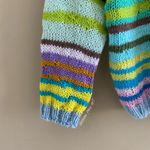 hand knit striped funky fun multi colored oversized sweater Blue Size M Photo 7