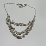 White House | Black Market  Layered Disc Bib Necklace Earrings Set silver gold tone Photo 2