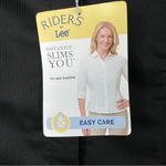 Riders By Lee Small Black Button Front Collared 3/4 Sleeve Button Cuff Shirt Photo 6