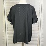 SheIn (Curve) Black Eyelet V Neck Ruffle Sleeve T-Shirt-2XL Photo 1