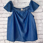 J.Crew  Chambray Cotton Off the Shoulder Blouse Size Medium‎ Photo 0