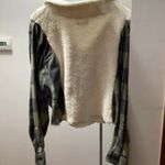 Calvin Klein Cozy Sherpa Quarter-Zip Pullover with Plaid Sleeves Photo 3