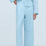 Madewell Womens Pants Pull-On Straight Crop Linen Blend Lightweight Blue Size 14 Photo 0