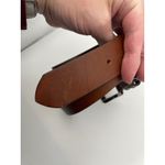 Brown Leather Belt Full Grain Silver Buckle Handcrafted in America Size 30 75 Photo 10