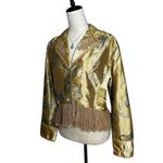 Sandy Starkman Silk Brocade Beaded Ruffle Lace Jacket M | Fairycore Regencycore Gold Size M Photo 3