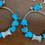 Rachel Maddison Reconstituted Turquoise & Sterling Silver Taos Hoop Drop Earring Blue Photo 3