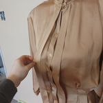 American Vintage Blouse Concepts Size 8 Vintage Gold Long Sleeve Shiny Blouse Top 80s Padding Car Photo 12