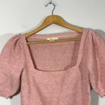 Boden Soft Knit Square Neckline Puff Sleeve Blush Pink Short Sleeve Sweater Top Size XS Photo 2