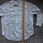 ZARA Silver Foil Print Button Down Shirt White Long Sleeve Collared XS Photo 5