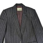 Vintage Gentry‎ Navy Blue Pinstripe Wool Blend Blazer Jacket 1 Button Women 8 Photo 2