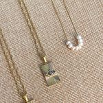 Gold Evil Eye Square Pendant Necklace Photo 2