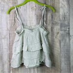 Blu Pepper Small Semi-Sheer Adjustable Strap Tiered Ruffle Style Top Mint Green Photo 1