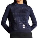 Ted Baker Yivonne Navy Trapped Sequin Mock Neck Knit Sweater 0 (US 4) Photo 0