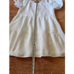Adrienne Vittadini  White Cotton Puff Sleeve Tiered Dress Lined Textured S Photo 2