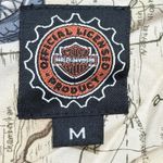 Harley Davidson Official Button Up Shirt Womens Medium Map Motorcycles Made USA Brown Photo 1