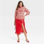 A New Day Apres Crew Neck Graphic Pullover Sweater Red Size Medium Photo 2