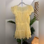 Love Shack Fancy  Darryl Lace Trim Pale Yellow Flutter Sleeve Ruffle‎ Mini Dress Photo 4