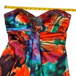 Vintage Formal Dress XS Y2K Strapless Long Gown Holiday Party Beaded Tropical Red Photo 10