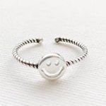 Smiley Face Silver Dainty Ring Photo 2