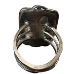 Vintage Southwestern Solid Silver Large Kingman Turquoise Totem Ring Size 5.5 Blue Photo 4
