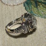 Konstantino Sterling Silver & 18K Gold Mother of Pearl & Pink Tourmaline Ring Size 6 Photo 3