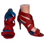 RALPH LAUREN COLLECTION PURPLE LABEL RED LEATHER STRAPPY HEELS (37.5B) Size 6.5 Photo 0
